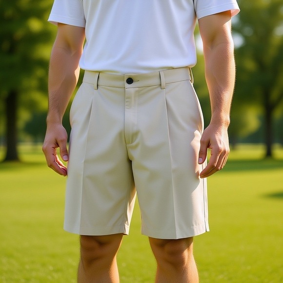 Savane Other - Savane Mens Pleated Flat Front Khaki Shorts Classic Fit Size 42